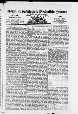 Königlich privilegirte Berlinische Zeitung von Staats- und gelehrten Sachen vom 01.10.1886