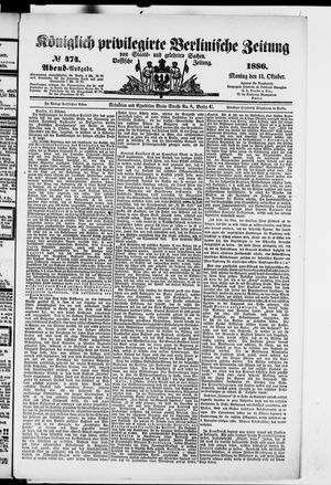 Königlich privilegirte Berlinische Zeitung von Staats- und gelehrten Sachen on Oct 11, 1886