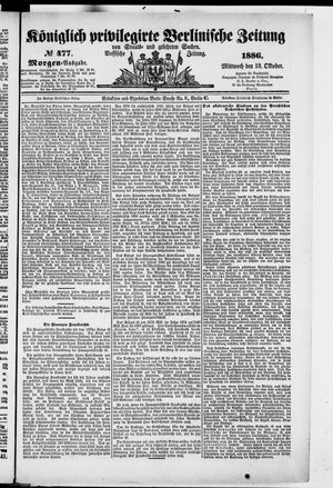 Königlich privilegirte Berlinische Zeitung von Staats- und gelehrten Sachen vom 13.10.1886