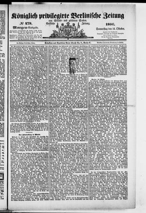 Königlich privilegirte Berlinische Zeitung von Staats- und gelehrten Sachen on Oct 14, 1886
