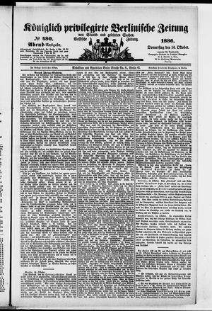 Königlich privilegirte Berlinische Zeitung von Staats- und gelehrten Sachen on Oct 14, 1886