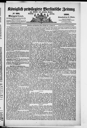 Königlich privilegirte Berlinische Zeitung von Staats- und gelehrten Sachen vom 16.10.1886