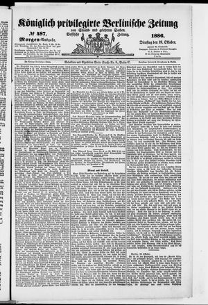 Königlich privilegirte Berlinische Zeitung von Staats- und gelehrten Sachen vom 19.10.1886