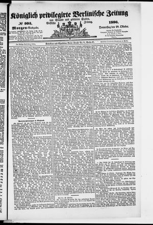 Königlich privilegirte Berlinische Zeitung von Staats- und gelehrten Sachen vom 28.10.1886