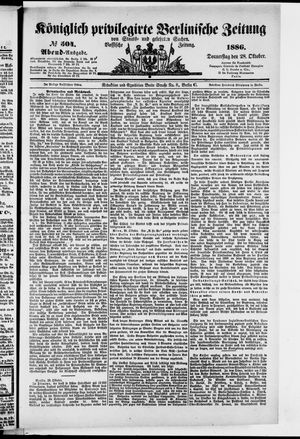 Königlich privilegirte Berlinische Zeitung von Staats- und gelehrten Sachen vom 28.10.1886