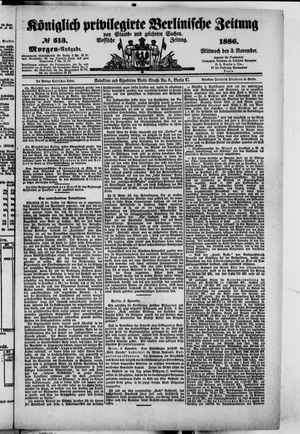Königlich privilegirte Berlinische Zeitung von Staats- und gelehrten Sachen on Nov 3, 1886