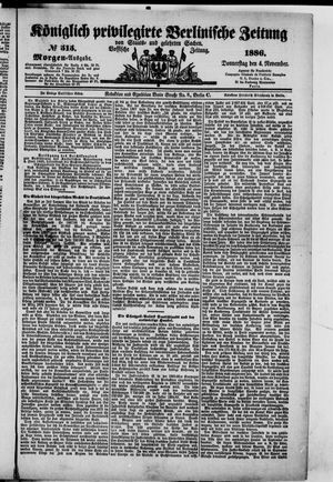Königlich privilegirte Berlinische Zeitung von Staats- und gelehrten Sachen on Nov 4, 1886