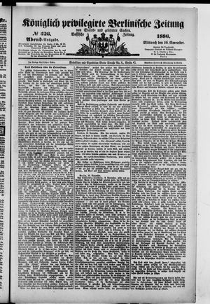 Königlich privilegirte Berlinische Zeitung von Staats- und gelehrten Sachen on Nov 10, 1886