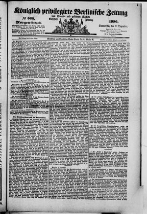 Königlich privilegirte Berlinische Zeitung von Staats- und gelehrten Sachen vom 02.12.1886