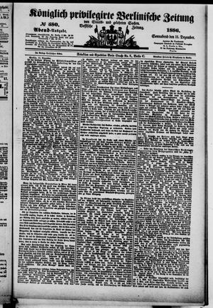 Königlich privilegirte Berlinische Zeitung von Staats- und gelehrten Sachen vom 11.12.1886