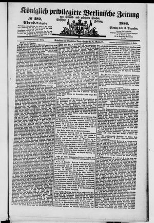 Königlich privilegirte Berlinische Zeitung von Staats- und gelehrten Sachen on Dec 13, 1886