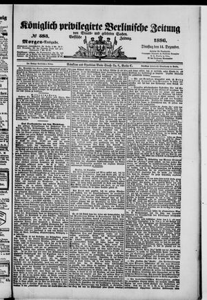 Königlich privilegirte Berlinische Zeitung von Staats- und gelehrten Sachen vom 14.12.1886