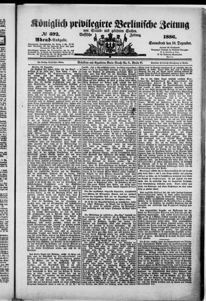 Königlich privilegirte Berlinische Zeitung von Staats- und gelehrten Sachen vom 18.12.1886