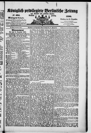 Königlich privilegirte Berlinische Zeitung von Staats- und gelehrten Sachen on Dec 21, 1886