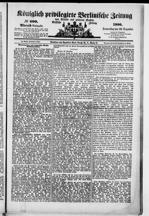 Königlich privilegirte Berlinische Zeitung von Staats- und gelehrten Sachen vom 23.12.1886