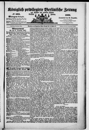Königlich privilegirte Berlinische Zeitung von Staats- und gelehrten Sachen vom 25.12.1886