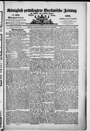 Königlich privilegirte Berlinische Zeitung von Staats- und gelehrten Sachen vom 28.12.1886