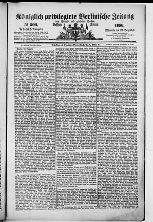 Königlich privilegirte Berlinische Zeitung von Staats- und gelehrten Sachen vom 29.12.1886