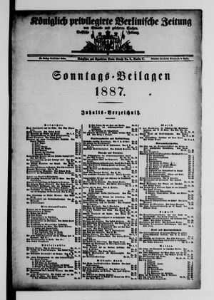 Königlich privilegirte Berlinische Zeitung von Staats- und gelehrten Sachen vom 01.01.1887