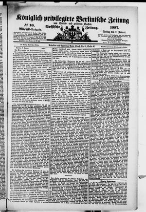 Königlich privilegirte Berlinische Zeitung von Staats- und gelehrten Sachen on Jan 7, 1887