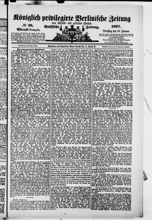 Königlich privilegirte Berlinische Zeitung von Staats- und gelehrten Sachen vom 18.01.1887