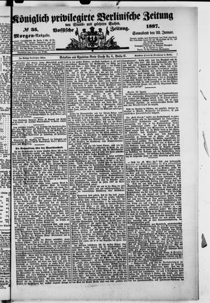 Königlich privilegirte Berlinische Zeitung von Staats- und gelehrten Sachen vom 22.01.1887