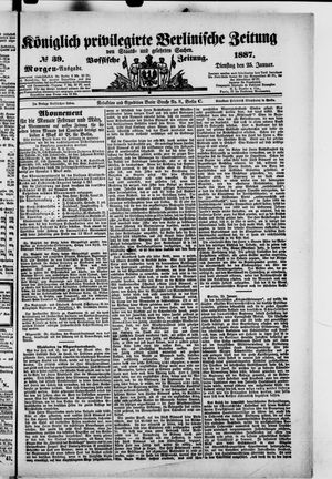 Königlich privilegirte Berlinische Zeitung von Staats- und gelehrten Sachen vom 25.01.1887