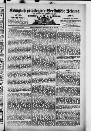 Königlich privilegirte Berlinische Zeitung von Staats- und gelehrten Sachen vom 25.01.1887