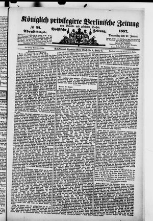 Königlich privilegirte Berlinische Zeitung von Staats- und gelehrten Sachen vom 27.01.1887