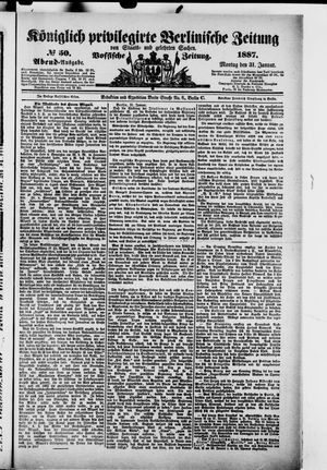 Königlich privilegirte Berlinische Zeitung von Staats- und gelehrten Sachen vom 31.01.1887