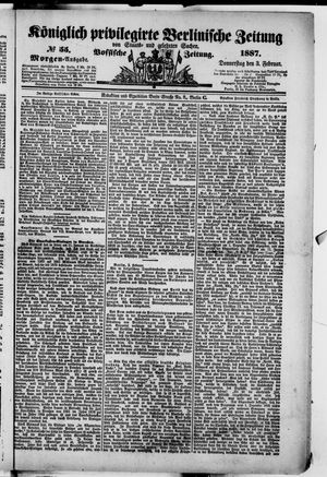 Königlich privilegirte Berlinische Zeitung von Staats- und gelehrten Sachen on Feb 3, 1887