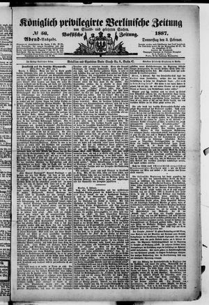 Königlich privilegirte Berlinische Zeitung von Staats- und gelehrten Sachen vom 03.02.1887