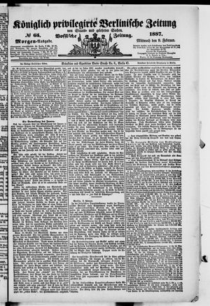 Königlich privilegirte Berlinische Zeitung von Staats- und gelehrten Sachen vom 09.02.1887