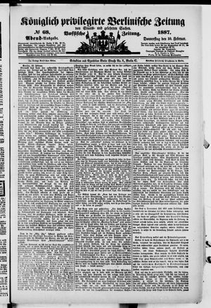 Königlich privilegirte Berlinische Zeitung von Staats- und gelehrten Sachen vom 10.02.1887