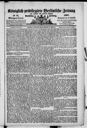 Königlich privilegirte Berlinische Zeitung von Staats- und gelehrten Sachen vom 12.02.1887