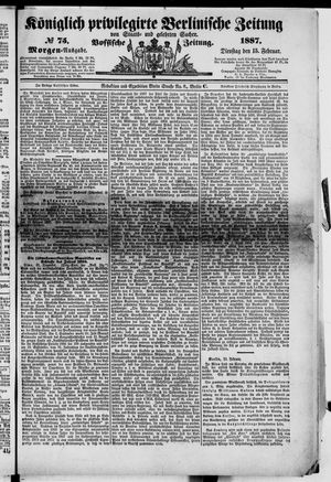 Königlich privilegirte Berlinische Zeitung von Staats- und gelehrten Sachen vom 15.02.1887