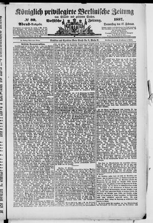 Königlich privilegirte Berlinische Zeitung von Staats- und gelehrten Sachen vom 17.02.1887