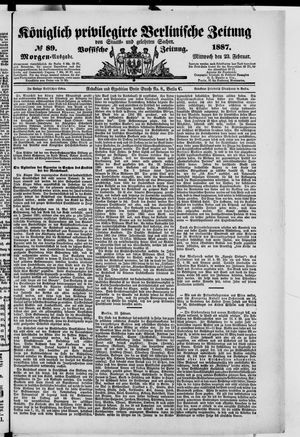 Königlich privilegirte Berlinische Zeitung von Staats- und gelehrten Sachen vom 23.02.1887