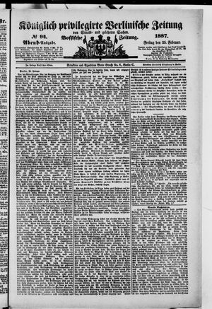 Königlich privilegirte Berlinische Zeitung von Staats- und gelehrten Sachen vom 25.02.1887