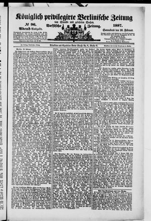 Königlich privilegirte Berlinische Zeitung von Staats- und gelehrten Sachen on Feb 26, 1887