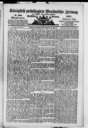 Königlich privilegirte Berlinische Zeitung von Staats- und gelehrten Sachen on Mar 1, 1887