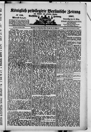 Königlich privilegirte Berlinische Zeitung von Staats- und gelehrten Sachen on Mar 10, 1887