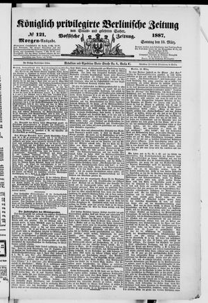 Königlich privilegirte Berlinische Zeitung von Staats- und gelehrten Sachen on Mar 13, 1887
