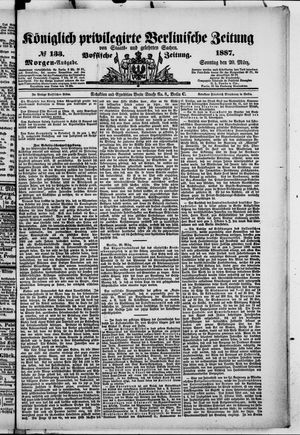 Königlich privilegirte Berlinische Zeitung von Staats- und gelehrten Sachen vom 20.03.1887