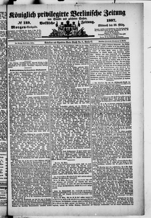 Königlich privilegirte Berlinische Zeitung von Staats- und gelehrten Sachen vom 30.03.1887