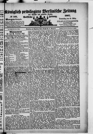 Königlich privilegirte Berlinische Zeitung von Staats- und gelehrten Sachen vom 31.03.1887
