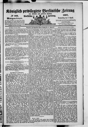Königlich privilegirte Berlinische Zeitung von Staats- und gelehrten Sachen on Apr 7, 1887