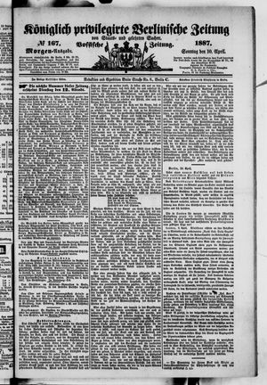 Königlich privilegirte Berlinische Zeitung von Staats- und gelehrten Sachen vom 10.04.1887