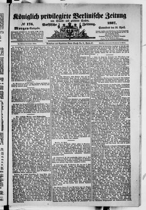Königlich privilegirte Berlinische Zeitung von Staats- und gelehrten Sachen on Apr 16, 1887