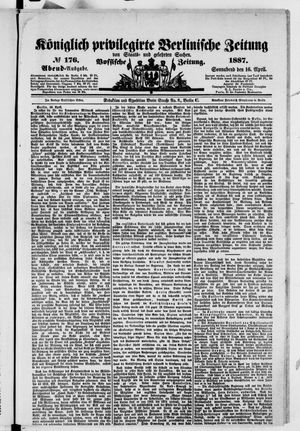 Königlich privilegirte Berlinische Zeitung von Staats- und gelehrten Sachen on Apr 16, 1887
